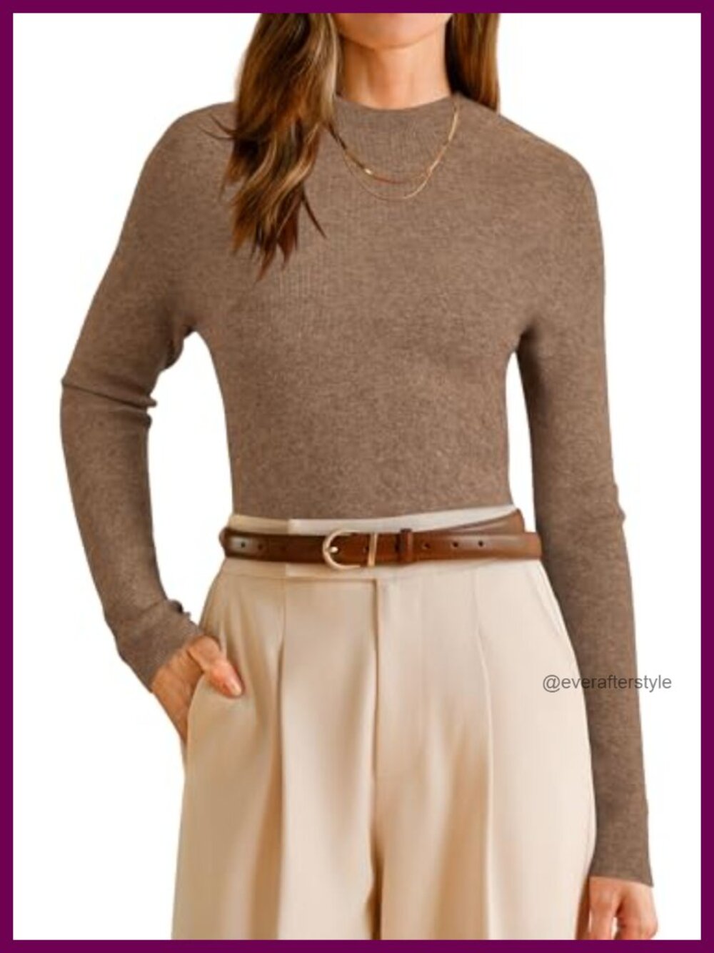 Wool Blend Mock Neck Slim Fit Long Sleeve Pullover Sweater Work Top